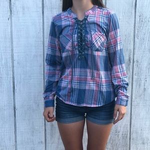 Lace up long sleeve shirt